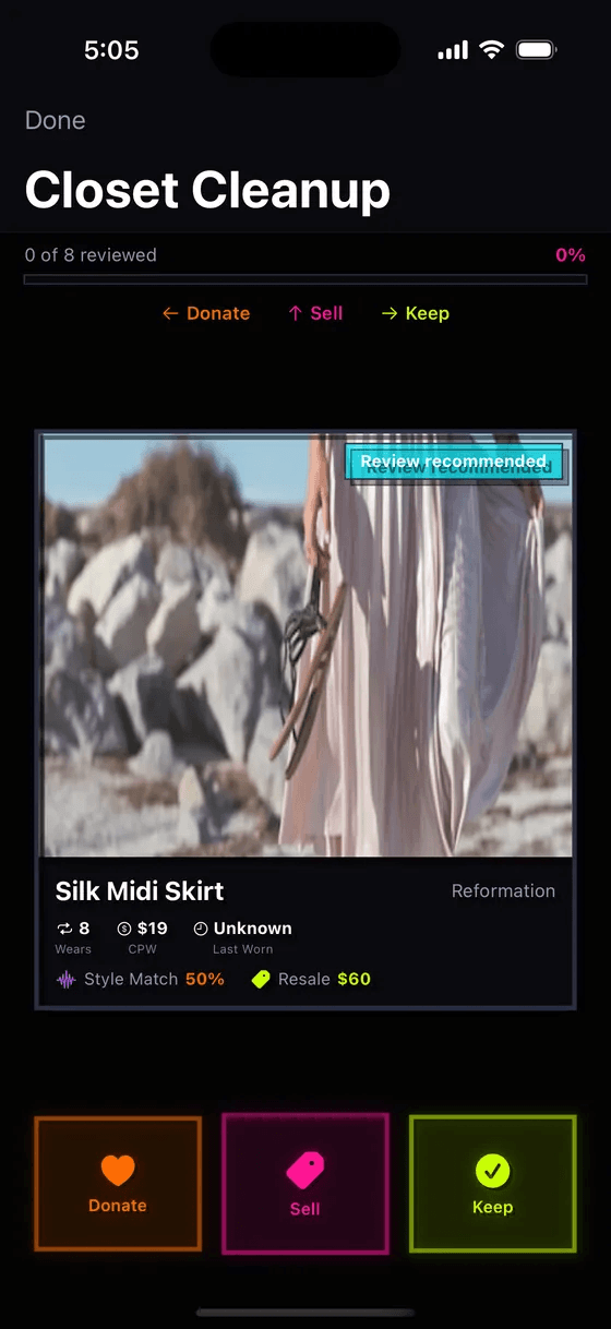 StyleLift sustainability and cost-per-wear